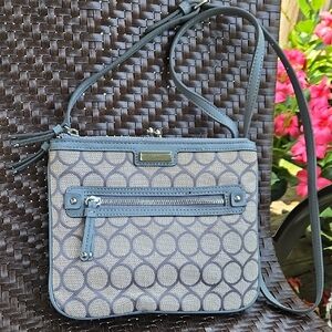 Nine West Blue Gray Patterned Crossbody Bag
